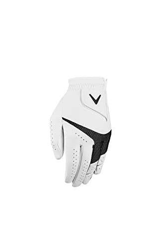 Callaway Golf Women's Weather Spann Premium Synthetic Golf Glove  (White, Single, Small, New Model , Standard, Worn on Left Hand)