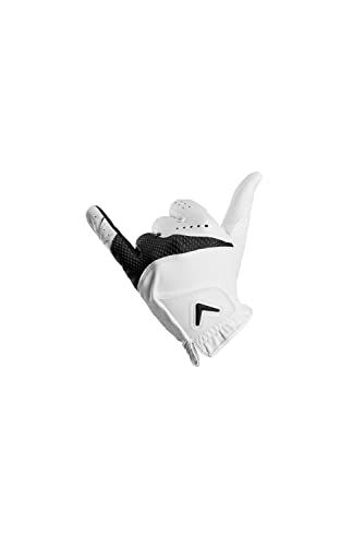 Callaway Golf Women's Weather Spann Premium Synthetic Golf Glove  (White, Single, Small, New Model , Standard, Worn on Left Hand)