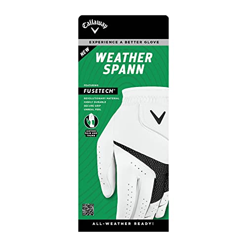 Callaway Golf Women's Weather Spann Premium Synthetic Golf Glove  (White, Single, Small, New Model , Standard, Worn on Left Hand)