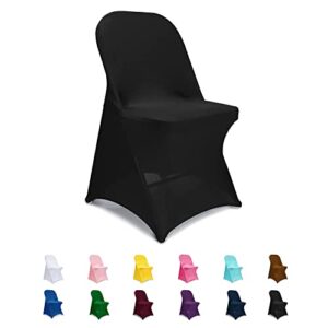 jieqier spandex folding chair covers, black folding chair slipcovers 10 pcs, universal fitted chair slipcovers for wedding, party, banquet, holidays, celebration
