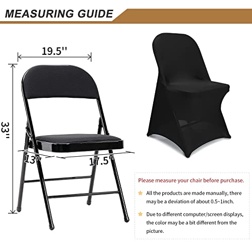 Jieqier Spandex Folding Chair Covers, Black Folding Chair Slipcovers 10 PCS, Universal Fitted Chair Slipcovers for Wedding, Party, Banquet, Holidays, Celebration