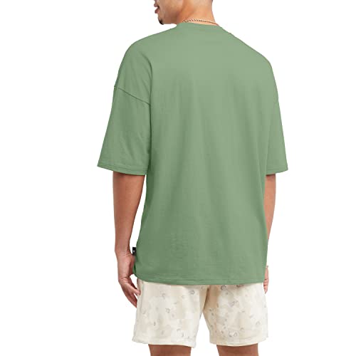 Champion, Relaxed Fit Men, Midweight T-Shirt, 100% Cotton, All About Olive with Taglet, Large