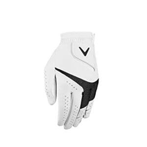 Callaway Golf Weather Spann Premium Synthetic Golf Glove (White, Single, Standard, Medium-Large, Worn on Left Hand)