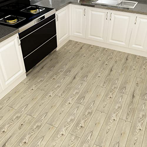 Decotalk Wood Vinyl Flooring 15pcs Peel and Stick Floor Tiles Self Adhesive 36"x3" Bathroom Floor Tile Waterproof Natural Wood Sticker Wood Flooring Roll Laminate Wood Flooring Vinyl Plank Flooring