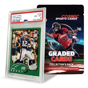 nfl graded card mystery booster pack | psa or bgs graded football card | grade 7+ guaranteed | contains one graded vintage, rookie, hall of famer or current star card | by cosmic gaming collections