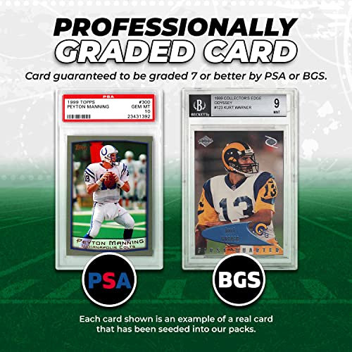 NFL Graded Card Mystery Booster Pack | PSA or BGS Graded Football Card | Grade 7+ Guaranteed | Contains One Graded Vintage, Rookie, Hall of Famer or Current Star Card | by Cosmic Gaming Collections