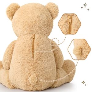 Tezituor Giant Teddy Bear Stuffed Animal 39in, Large Teddy Bear Mommy with Baby, Big Teddy Bear Stuffed Bear for Kids, Girlfriend on Mother's Day, Valentine, Christmas, Baby Shower, Light Brown