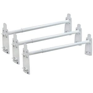 roof ladder rack for van 3 bars white heavy duty rain gutter mount - 750 lbs capacity - compatible with chevy express, gmc savana, ford e150 250 350