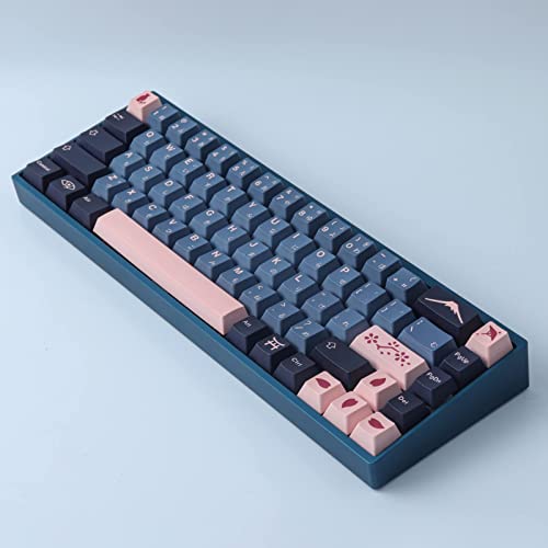 Tsungup Japanese Keycaps, 134 Keys Cherry Profile NightSakura Keycaps Dye Sublimation PBT Keycaps with 6.25U 7U Spacebar for Cherry MX Switches Mechanical Keyboard