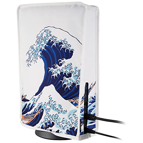 PlayVital Dust Cover for ps5, Soft Neat Lining Dust Guard for ps5 Console, Anti Scratch Waterproof Cover Sleeve for ps5 Console Digital Edition & Disc Edition - The Great Wave