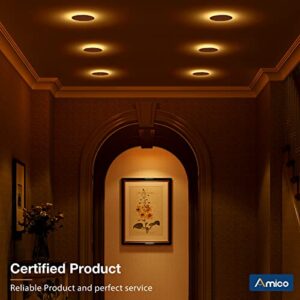 Amico 20 Pack 6 Inch 5CCT LED Recessed Ceiling Light with Night Light, 2700K/3000K/3500K/4000K/5000K Selectable Ultra-Thin Recessed Lighting, 12W=110W, 1100LM, Dimmable Canless Wafer Downlight ETL&FCC