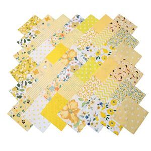 nodsaw charm packs for quilting 5 inch, precut cotton quilting fabric bundle, 42 charm squares, yellow series
