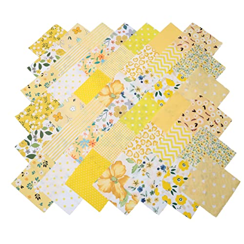 Nodsaw Charm Packs for Quilting 5 inch, Precut Cotton Quilting Fabric Bundle, 42 Charm Squares, Yellow Series