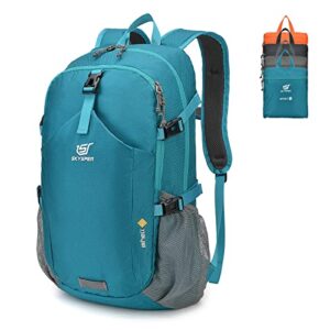 skysper packable hiking backpack 40l lightweight waterproof backpack travel daypack for men women(cyan)