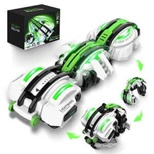 bazader rc cars with led lights - remote control car snake 360° roll toys, birthday for kids age 7 8 9 10 11+ year old, 2 batteries 30+min, indoor/outdoor toys for 6-12 yr teen boys