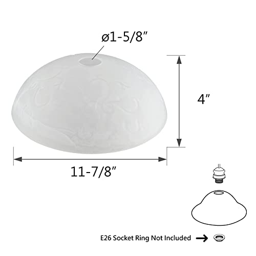 Aspen Creative 23519-11, Alabaster Replacement Glass Shade for Medium Base Socket Torchiere Lamp, Swag Lamp and Pendant & Island Fixture, 11-7/8" Diameter x 4" Height