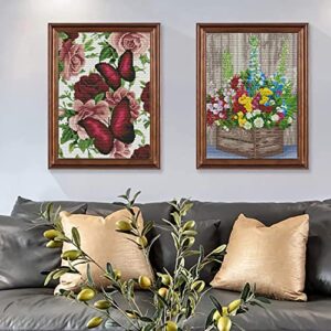4 Pack Stamped Cross Stitch Kits - Counted Cross Stitch Kits for Beginners Adults Needlepoint Flowers Cross-Stitch Patterns Dimensions Needlecrafts Embroidery Kits Arts and Crafts(12X16inch)