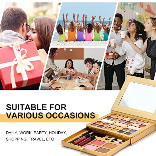 Color Nymph Makeup Kit for Women All in One Makeup Set for Teens Beginners Travel Makeup Palette Includes 24 Eyeshadows, Contour Powder, Highly Pigmented Lip Glosses, Brushes, Eyeliner Pencil and Mirror