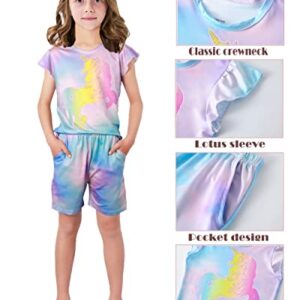 Little Girls Pajamas Short Shirts Unicorn Snug Fit Cotton Toddler Pjs Short Shirts Clothes 18 Years Blue