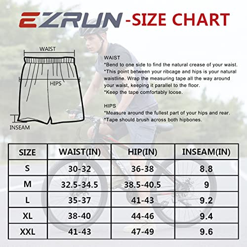 EZRUN Men's 3D Padded Mountain Bike Shorts Lightweight MTB Cycling Shorts (A-Black,L)