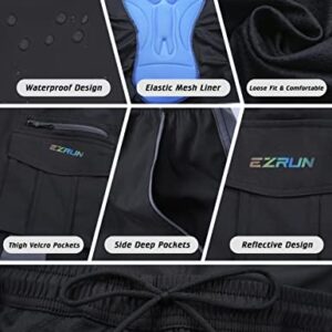 EZRUN Men's 3D Padded Mountain Bike Shorts Lightweight MTB Cycling Shorts (A-Black,L)