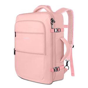 carry on bag,expandable travel backpack airline approved,water resistant 40l large backpack,anti-theft suitcase luggage overnight weekender daypack duffel bag travel essentials gift for travelers,pink