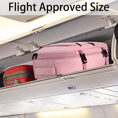 Carry on Bag,Expandable Travel Backpack Airline Approved,Water Resistant 40L Large Backpack,Anti-Theft Suitcase Luggage Overnight Weekender Daypack Duffel Bag Travel Essentials Gift for Travelers,Pink