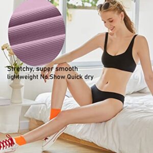 Knowyou 6 Pack Seamless Underwear for Women Sexy No Show Bikini Panties High Cut Hipster Breathable Stretchy Soft Briefs for Ladies