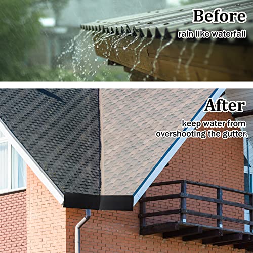 2 Pcs Gutter Valley Splash Guards Downspout Diverter Roof Rain Diverter Roofing Gutter Guards with 20 Screws Gutters for House Residential Flat Shingle Roofs Corner (Black, Bent Style)