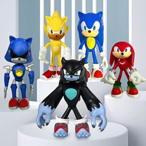 5 pack sonic toys, 4.8'' tall sonic action figures, sonic toy,perfect kids gifts.