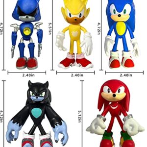 5 Pack Sonic Toys, 4.8'' Tall Sonic Action Figures, Sonic Toy,Perfect Kids Gifts.