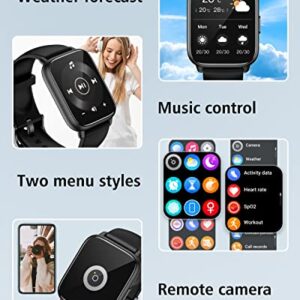 RUIMEN Smart Watch Answer/Make Calls Fitness Watch with Spare Strap Reloj Inteligente 1.7”Full Touch Smartwatchs for Women Men Heart Rate/Sleep Monitor Watch 100+ Sports IP68 Waterproof(Black)