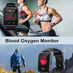 RUIMEN Smart Watch Answer/Make Calls Fitness Watch with Spare Strap Reloj Inteligente 1.7”Full Touch Smartwatchs for Women Men Heart Rate/Sleep Monitor Watch 100+ Sports IP68 Waterproof(Black)