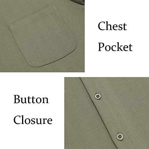 COOFANDY Men's Casual Button Down Shirts Short Sleeve Regular Fit Beach Shirt Tops Light Green