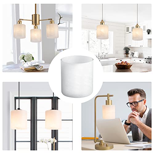 HGHYjrxfkl 1 Pack Alabaster White Glass Lamp Shade, Cylinder Glass Lamp Shade Replacement with 1-5/8-inch Fitter Opening for Pendant light, Desk lamp,Wall Sconces and Bathroom Vanity lights.