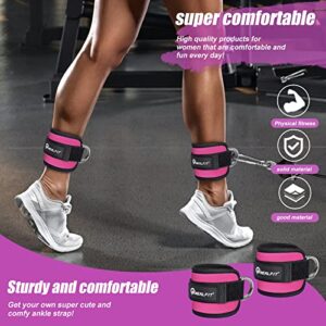 NEALFIT Ankle Strap for Cable Machine, Gym Ankle Cuff for Kickbacks, Leg Extensions, Glute Workouts, Booty Hip Abductors Exercise for Women and Men (Single, Pink)