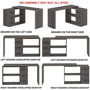 Hsh L Shaped Desk With Drawers L Shape Computer Desk With Storage