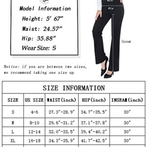 ZTN Womens Bootcut Dress Pants Regular Fit Tummy Control Pants Pull On Career Pants for Work Business Casual Navy 2XL