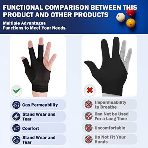 ANIMSWORD Breathable and Comfortable Billiard Pool Gloves Fits on Left Hand or Right Hand for Snooker Cue Sport Glove