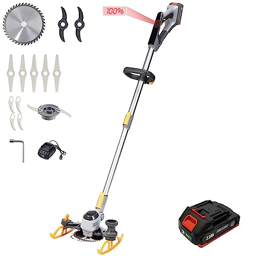 Korunria Weed Wacker/Edger with Battery Indicator, Cordless Weed Wacker with 2.5Ah Battery, Battery Operated Weed Trimmer 3-in-1, 20V Lightweight Edger Lawn Tool (Battery and Charger Included)