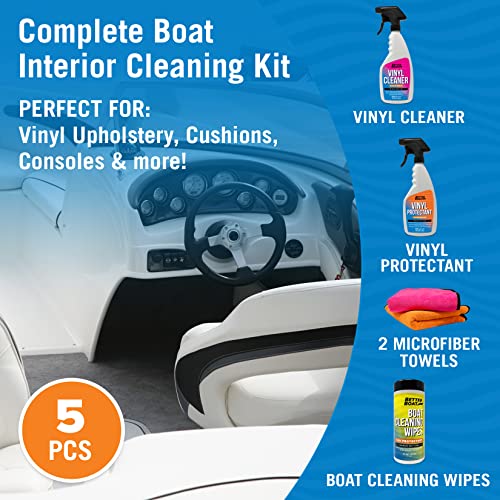 Ultimate Boat Interior Cleaning Kit Boat Cleaner Products Marine Vinyl Protectant Boat Vinyl Cleaner for Boat Seats Wipes & Microfiber Cloths Pontoon Boat Accessories Jetski Car & RV Care Supplies