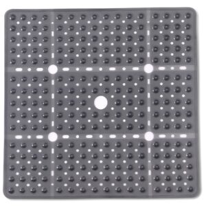 enkosi large square shower mat non slip - stand up shower mat - shower mats for showers anti slip - shower non slip stall mat - shower mat non slip large - shower safety grip mat (charcoal 27x27)