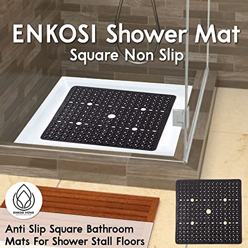 ENKOSI Large Square Shower Mat Non Slip - Non Slip Shower Mats - Clear Shower Mats for Showers Anti Slip - Shower Floor Mat - Shower Non Slip Mat - Bathroom Shower Mat - Shower Bath Mat (Clear 27x27)