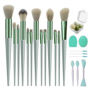 sulela makeup brushes set, 25pcs make up kits for foundation eyebrow concealer eye shadows professional make up brushes set (green)