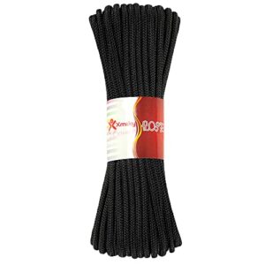 nylon rope diamond braided black rope 1/8inch×50feet（3mm×15m）,high strength clothes line,swings nylon cord,hiking, camping poly rope,climbing knots utility rope,crafting rope,mooring outdoor rope