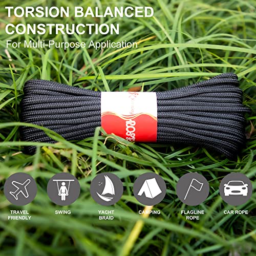 Nylon Rope Diamond Braided Black Rope 1/8inch×50feet（3mm×15m）,High Strength Clothes line,Swings Nylon Cord,Hiking, Camping Poly Rope,Climbing Knots Utility Rope,Crafting Rope,Mooring Outdoor Rope