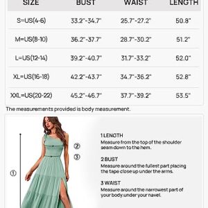 MEROKEETY Women's One Shoulder Sleeveless Shirred High Waist Swing A-Line Midi Maxi Dress,Dustyblue,S