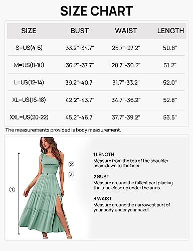 MEROKEETY Women's One Shoulder Sleeveless Shirred High Waist Swing A-Line Midi Maxi Dress,Dustyblue,S