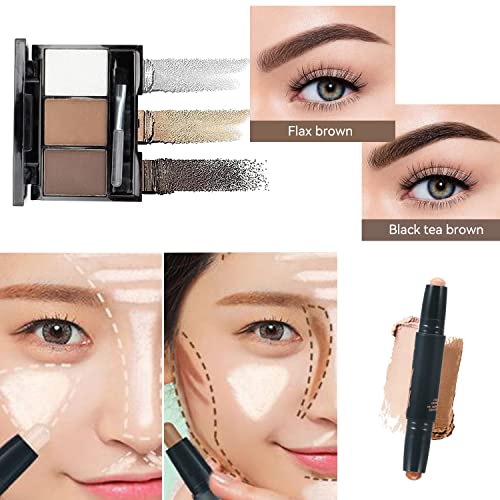 All in One Makeup Kit Full Kit Multipurpose Essential with Eyeshadow Palette,Lip Gloss,Foundation,Mascara,Eyebrow Pencil,Eyeliner,Contour Stick,Powder Puff,Makeup Brushes,Cosmetic Bag,Makeup Set for Women (T001)