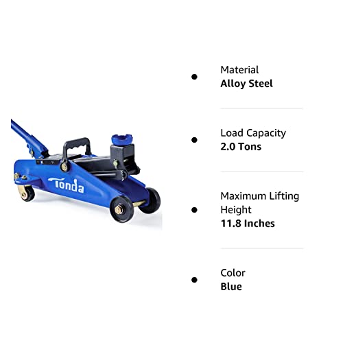 TONDA Floor Jack, Hydraulic Portable Car Lift Jack, 2 Ton (4,000 lb) Capacity, Blue